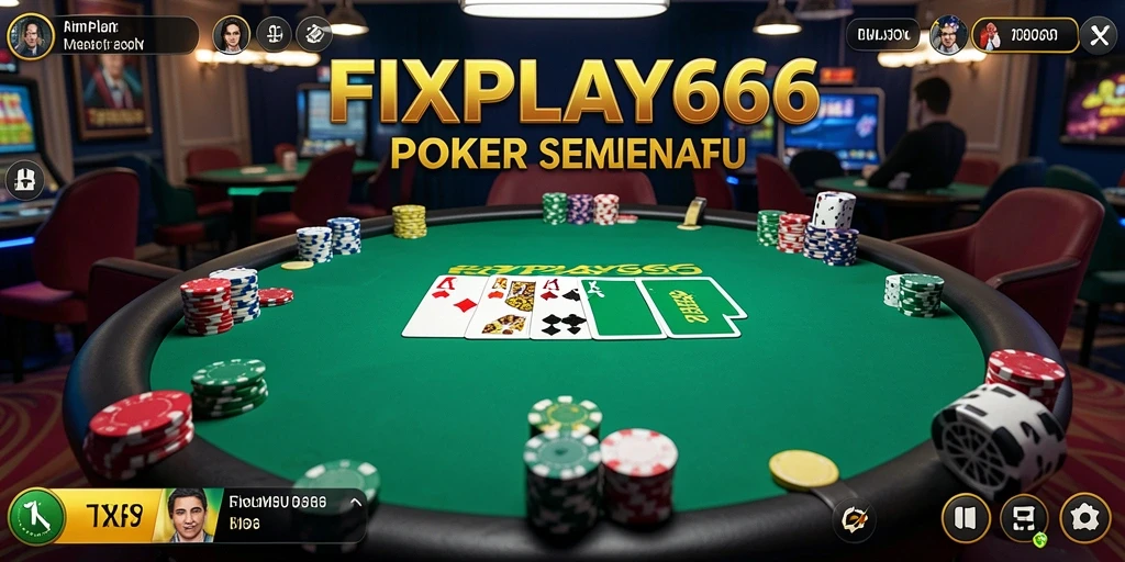 Tampilan screenshot utama FIXPLAY666 menampilkan gameplay poker yang mengasyikkan.