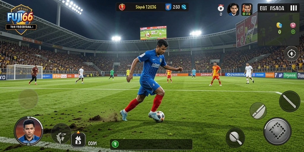 Gameplay menarik FUJI66 dengan aksi sepak bola intens.