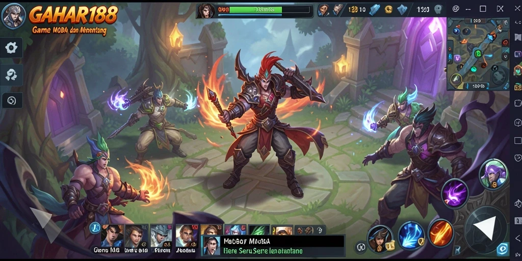 Gameplay GAHAR188 yang intens dan mendebarkan di arena MOBA.