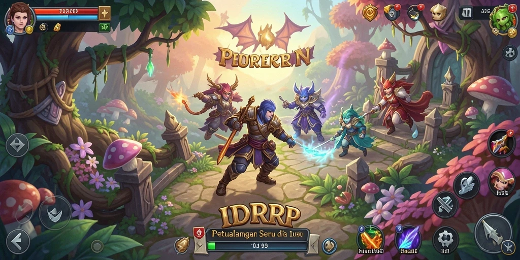 Tangkapan layar IDRRP menunjukkan pemain menjelajahi dunia fantasi yang indah.