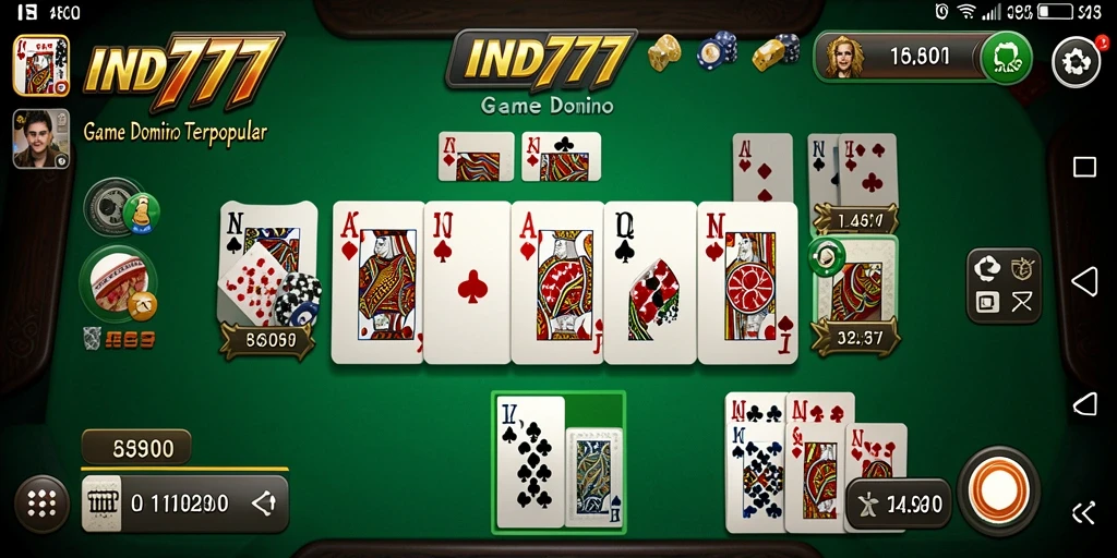 Tampilan gameplay seru dari game Domino IND777 dengan efek visual menarik.