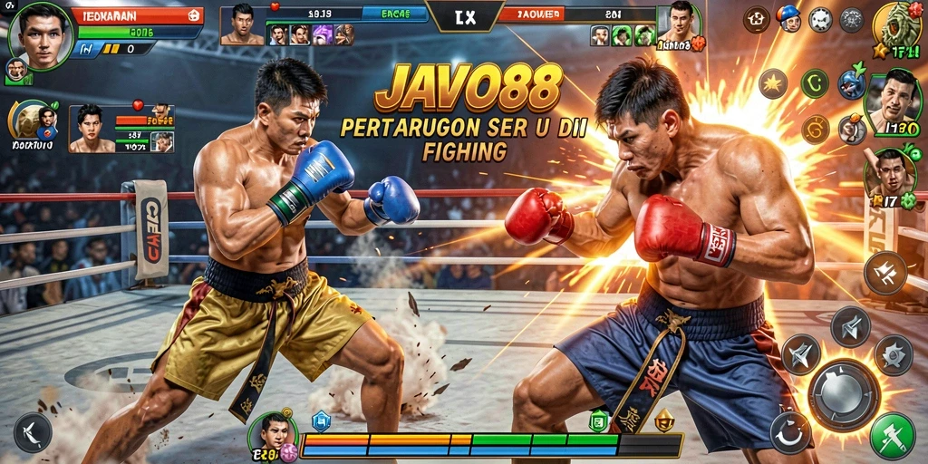 Screenshot gameplay JAVO88 yang penuh aksi pertarungan.