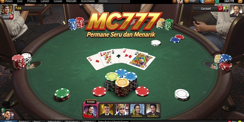 Screenshot utama MC777 menampilkan gameplay Poker yang seru.