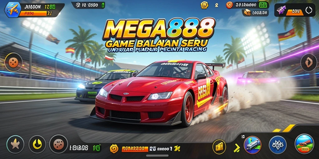 Tampilan gameplay balapan menegangkan dengan grafik yang menawan.