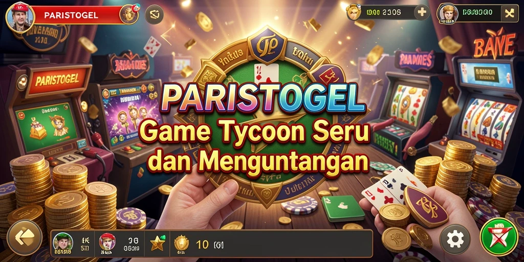 Tangkapan layar gameplay PARISTOGEL menunjukkan grafis menarik dan sistem manajemen kasino.