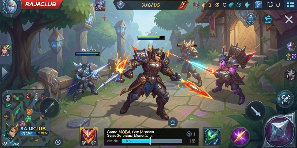 Tampilan gameplay seru dari RAJACLUB di arena MOBA.