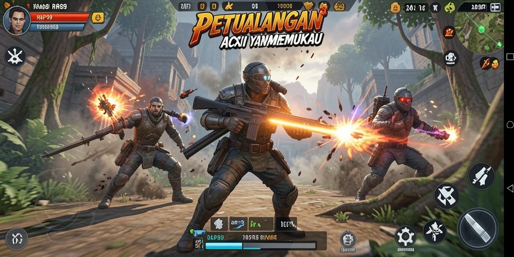 Tampilan dinamis gameplay RAP89 yang seru dan mendebarkan.