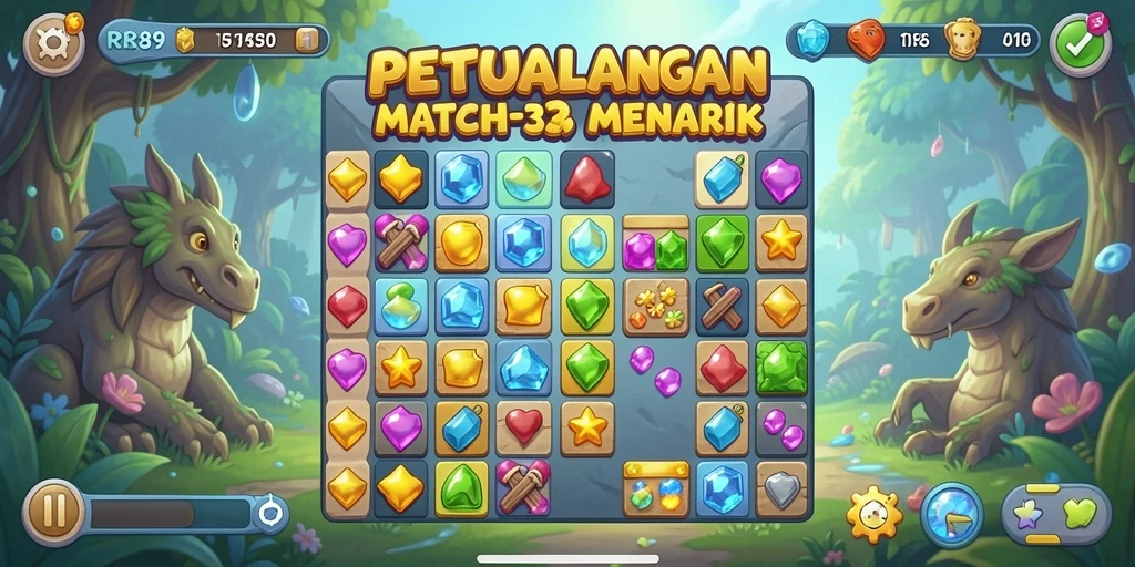 Screenshot gameplay RR89 menampilkan aksi mencocokkan gumpalan warna.
