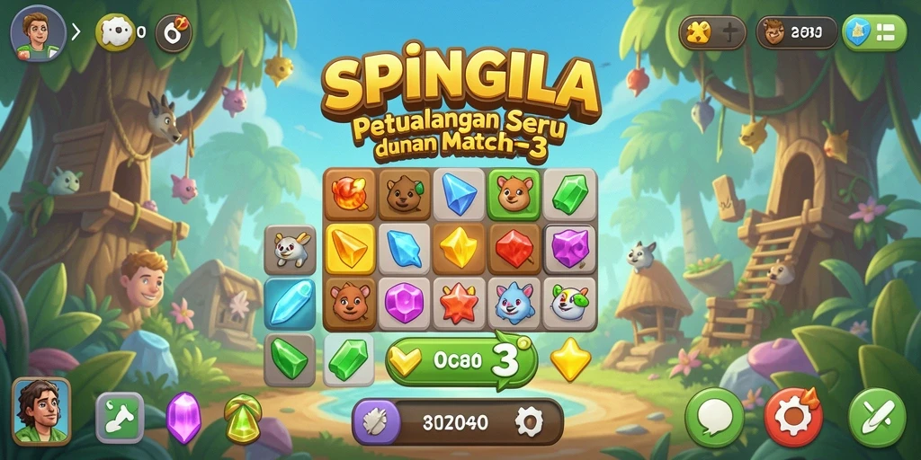 Tampilan gameplay SPINGILA yang seru dalam genre Match-3.