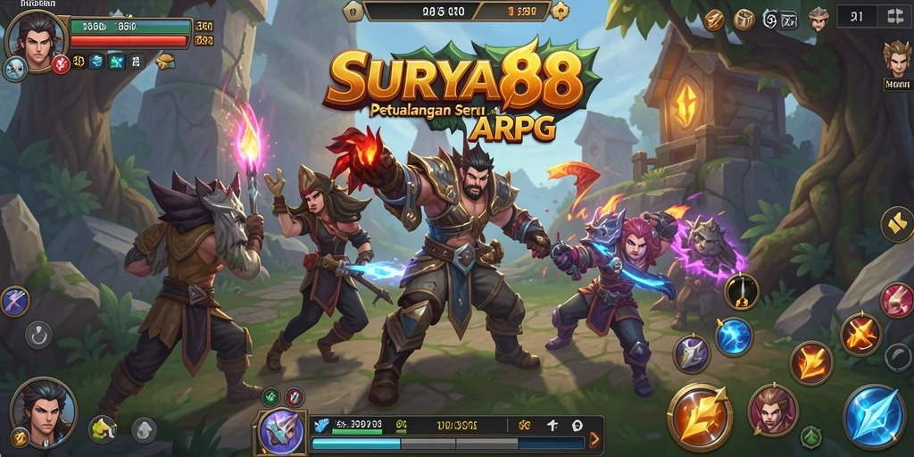 Tangkapan layar SURYA88 memperlihatkan aksi pertarungan yang spektakuler dalam gameplay ARPG.