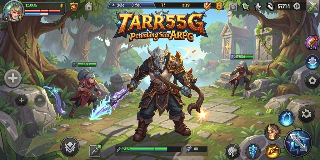 Tampilan dinamis gameplay TAR555 dengan aksi seru dalam dunia ARPG.