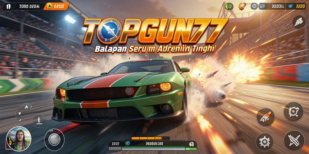 Gameplay seru di trek balapan TOPGUN77.